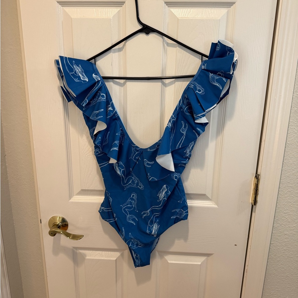 Ancora Swimwear Blue Ruffled One-Piece Swimsuit